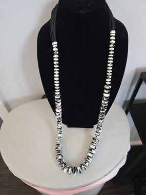 Chico's Black and White Long Beaded Necklace